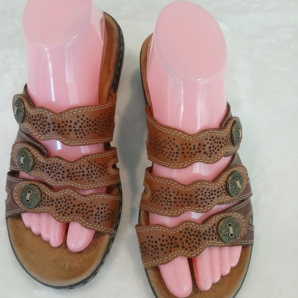 CLARKS COLLECTION LEATHER BROWN SANDALS